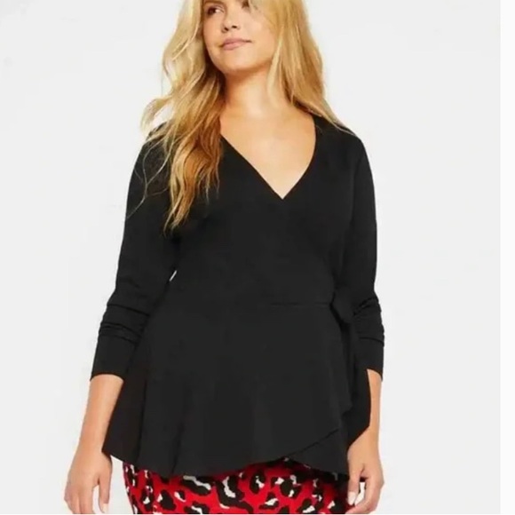 NWT Eloquii True Wrap Black Blouse Size 20 - Picture 1 of 6